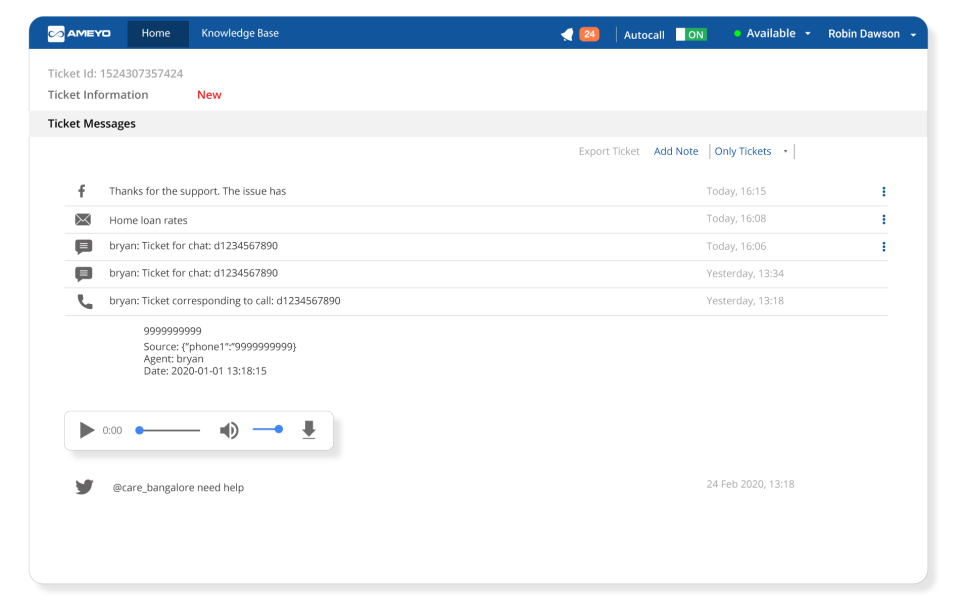 screenshot of Ameyo FusionCX